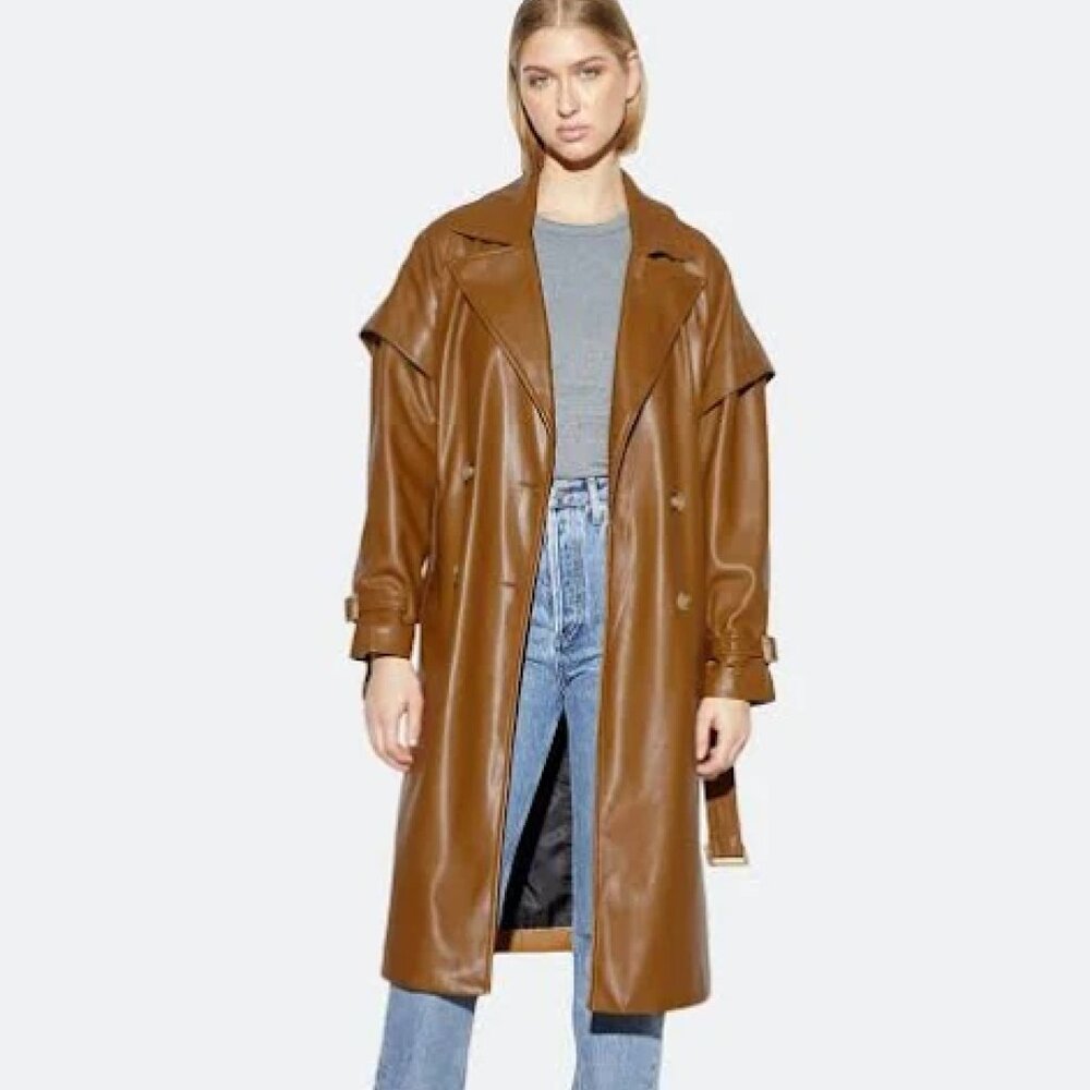 Apparis Isa Faux Leather Crinkle Coat